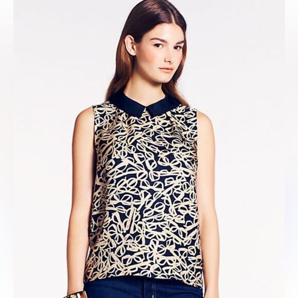 Kate Spade Madison Ave Glasses Sleeveless Top - Picture 1 of 6